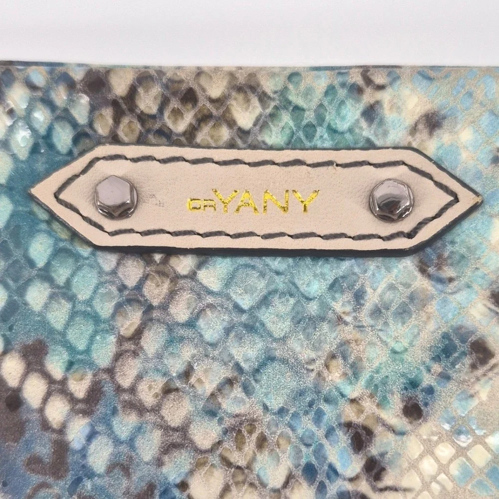 Bryany Blue Python Embossed‎ Wristlet Wallet Clutch Chain Strap Vegan Leather